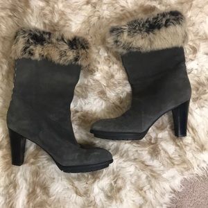 Aquatalia Rabbit Fur Trim Booties